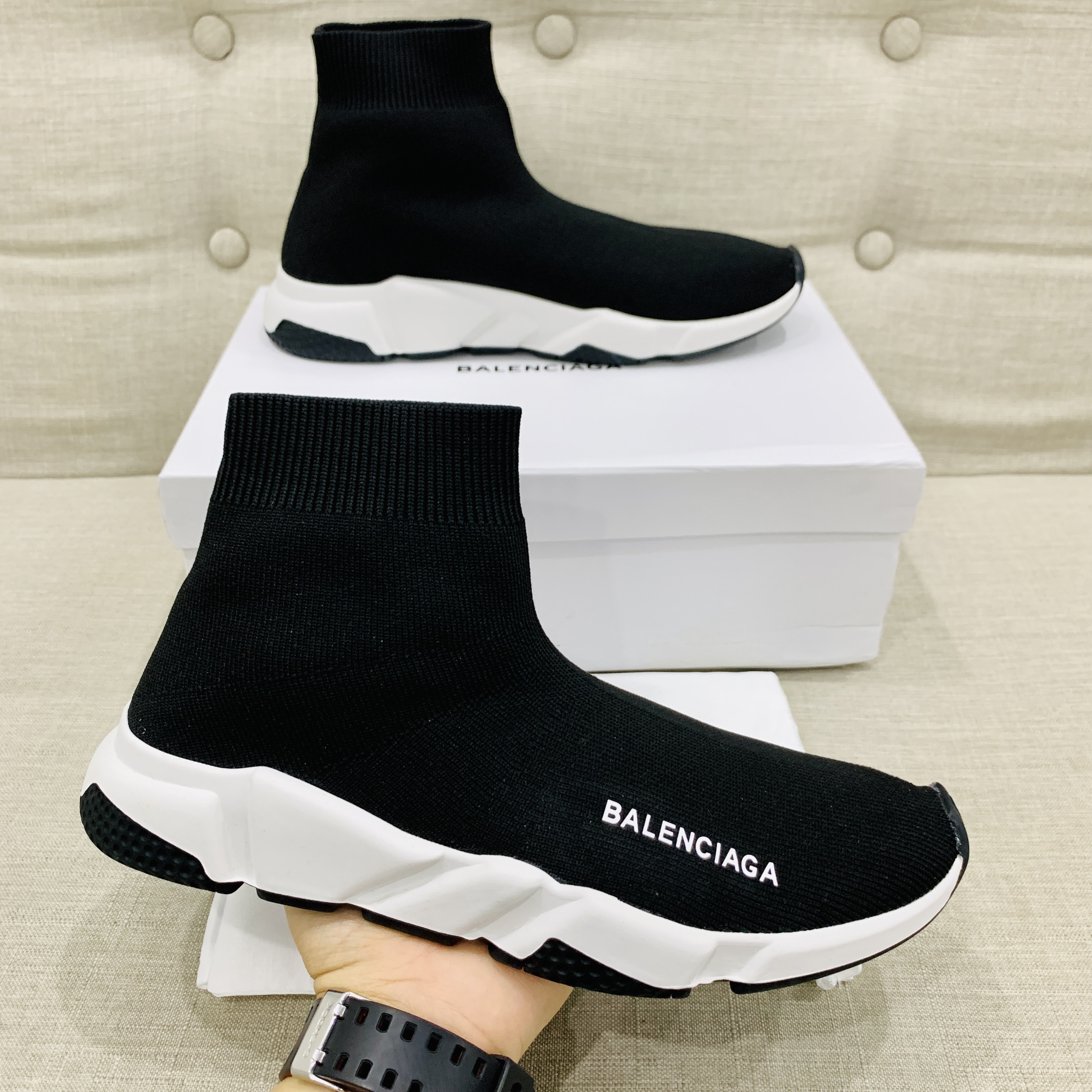 Giày Balenciaga Speed Trainer đen đế trắng đen replica 11  GOO STORE